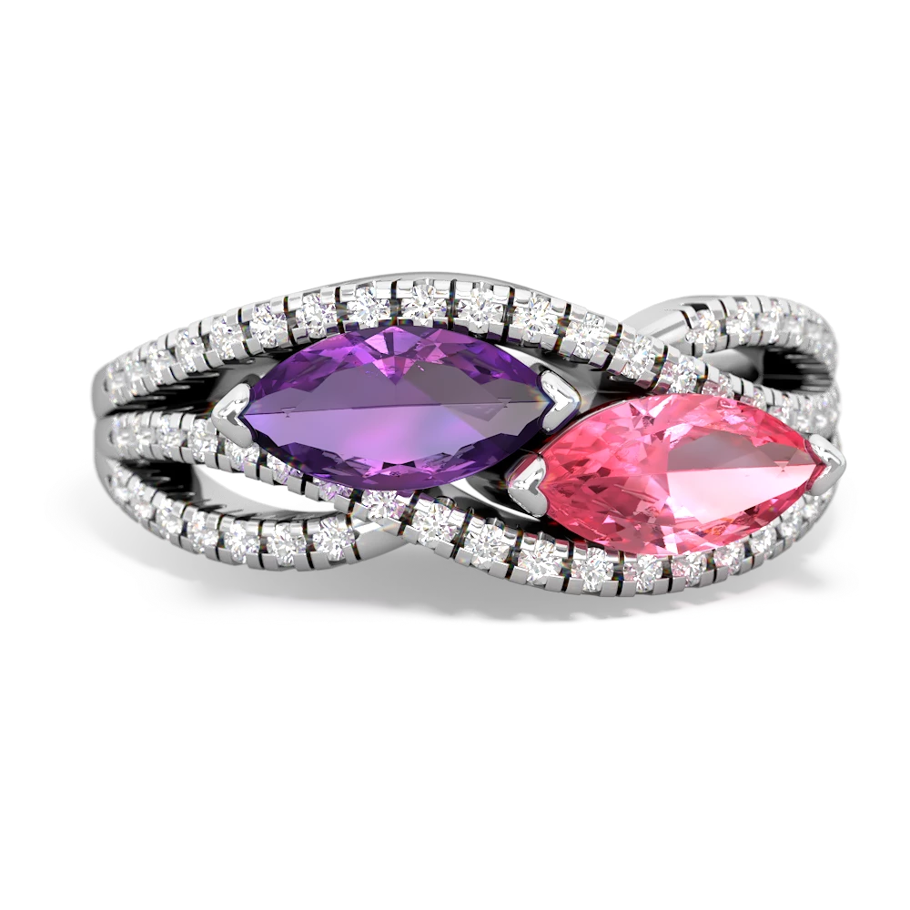 Amethyst Diamond Rivers 14K White Gold ring R3070