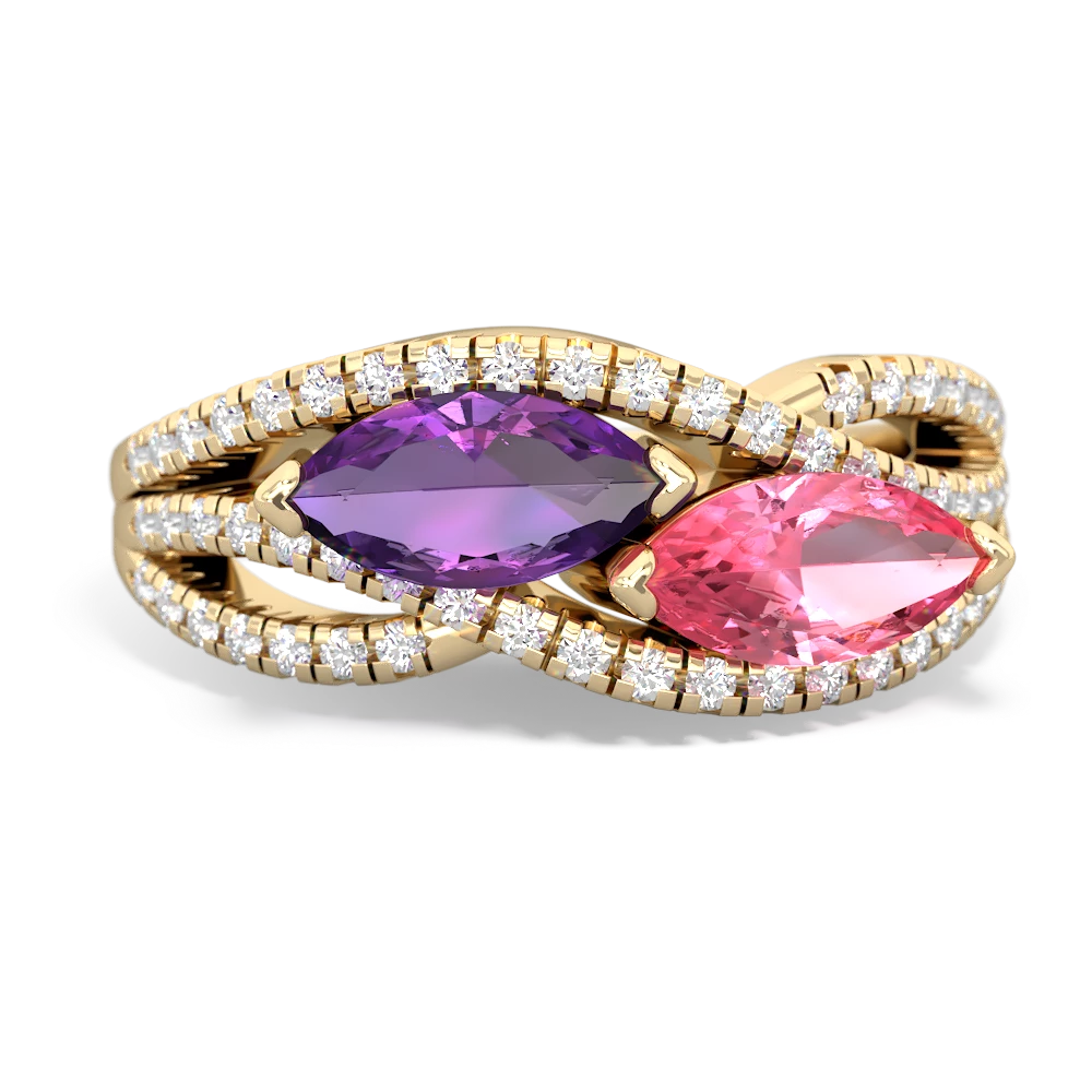 Amethyst Diamond Rivers 14K Yellow Gold ring R3070