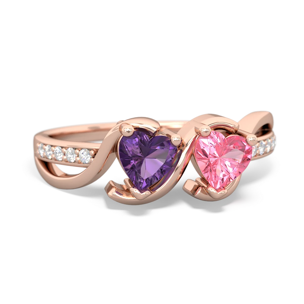 Amethyst Side By Side 14K Rose Gold ring R3090