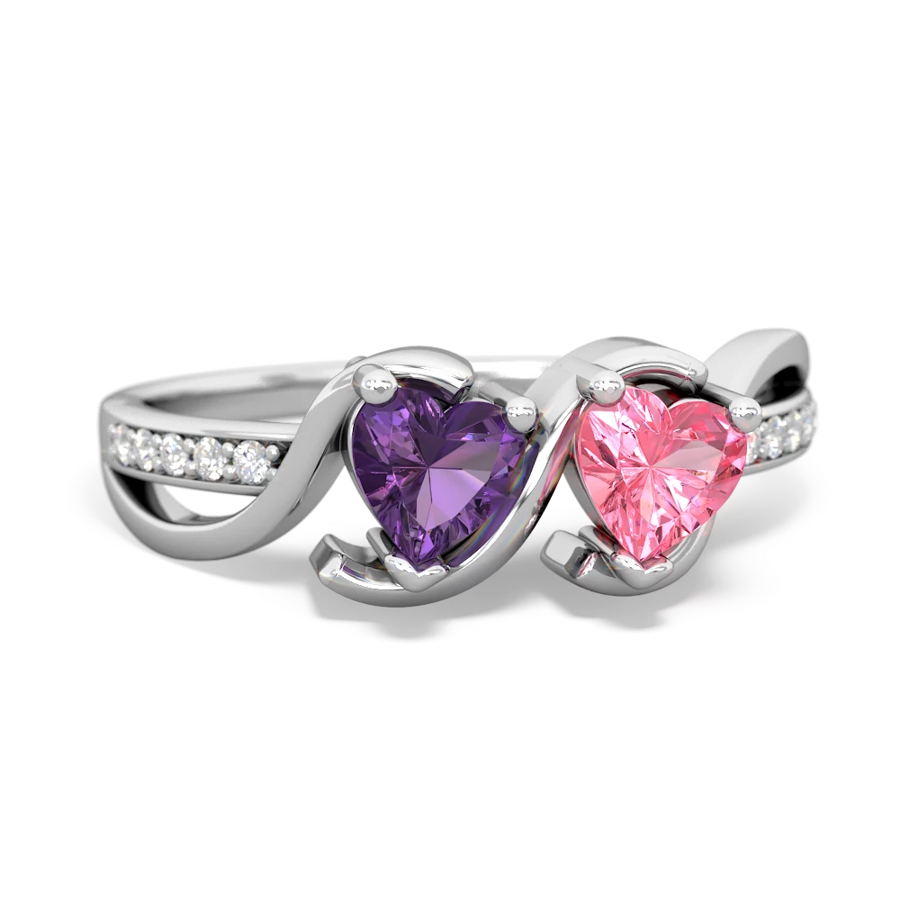 Amethyst Side By Side 14K White Gold ring R3090