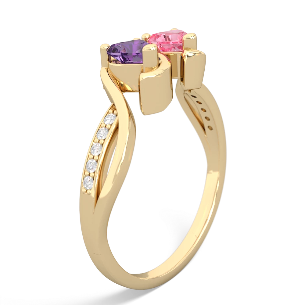 Amethyst Side By Side 14K Yellow Gold ring R3090