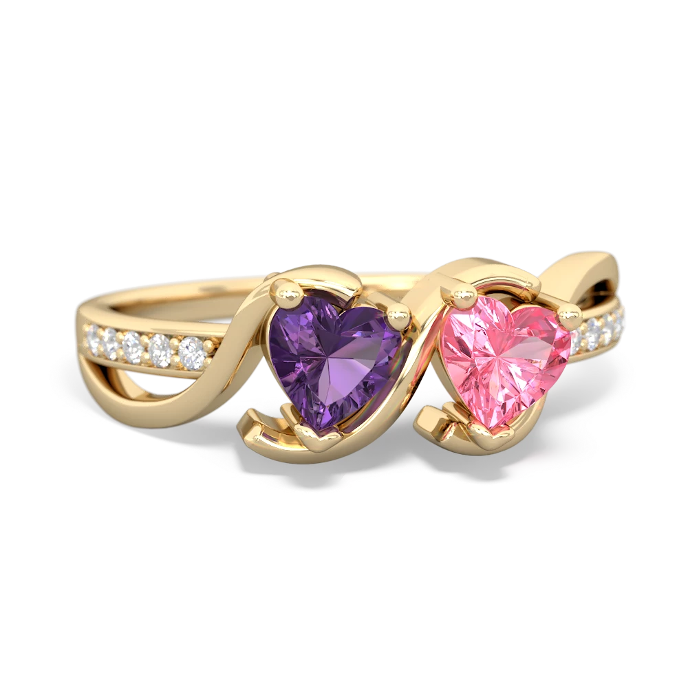 Amethyst Side By Side 14K Yellow Gold ring R3090