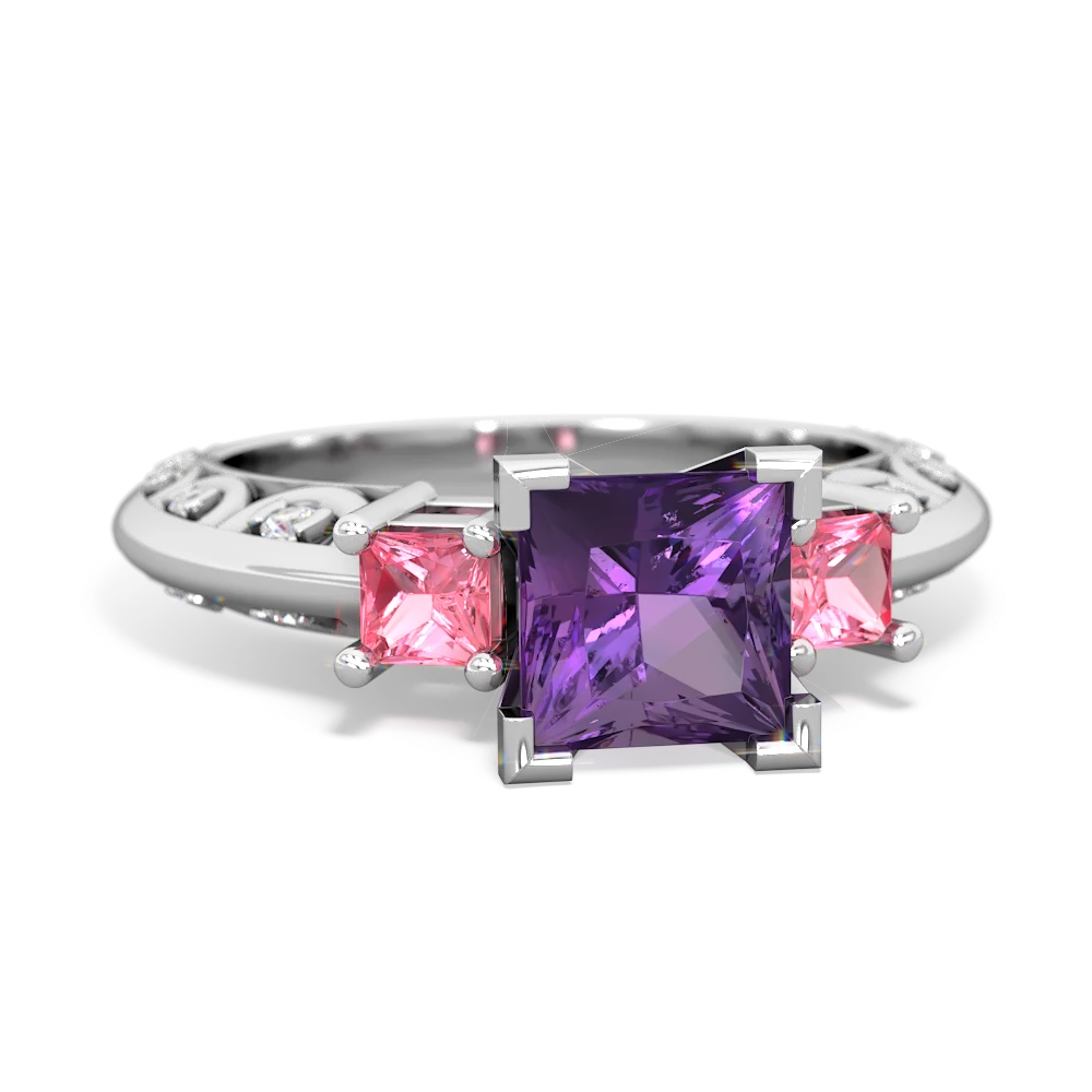 Amethyst Eternal Embrace Engagement 14K White Gold ring C2001