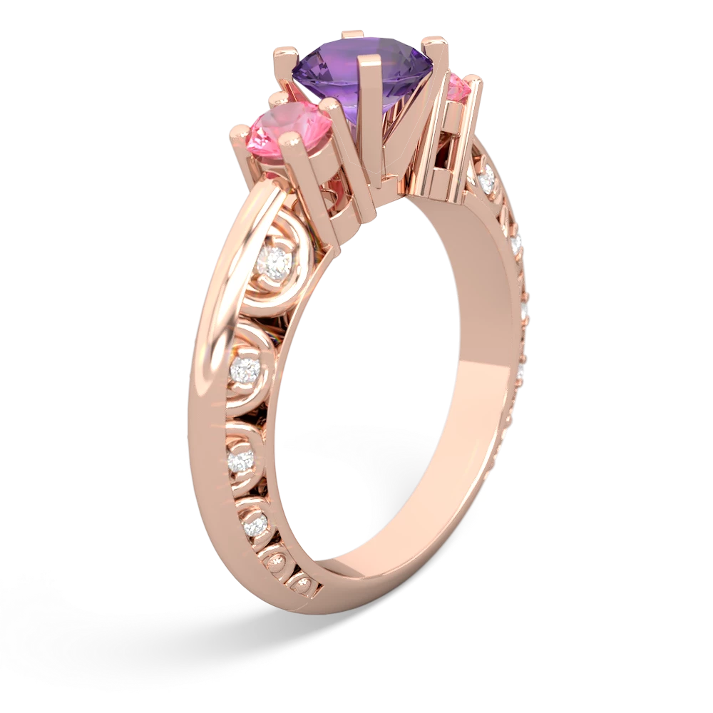 Amethyst Art Deco Eternal Embrace Engagement 14K Rose Gold ring C2003