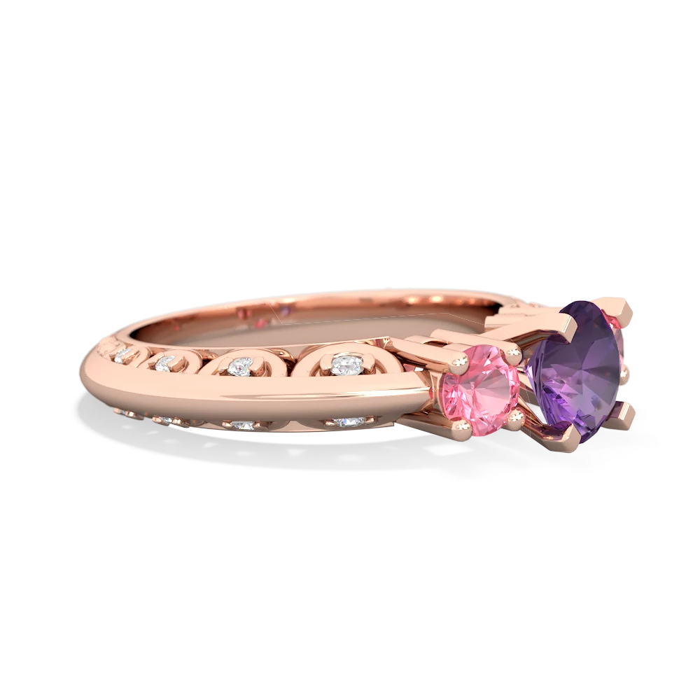 Amethyst Art Deco Eternal Embrace Engagement 14K Rose Gold ring C2003