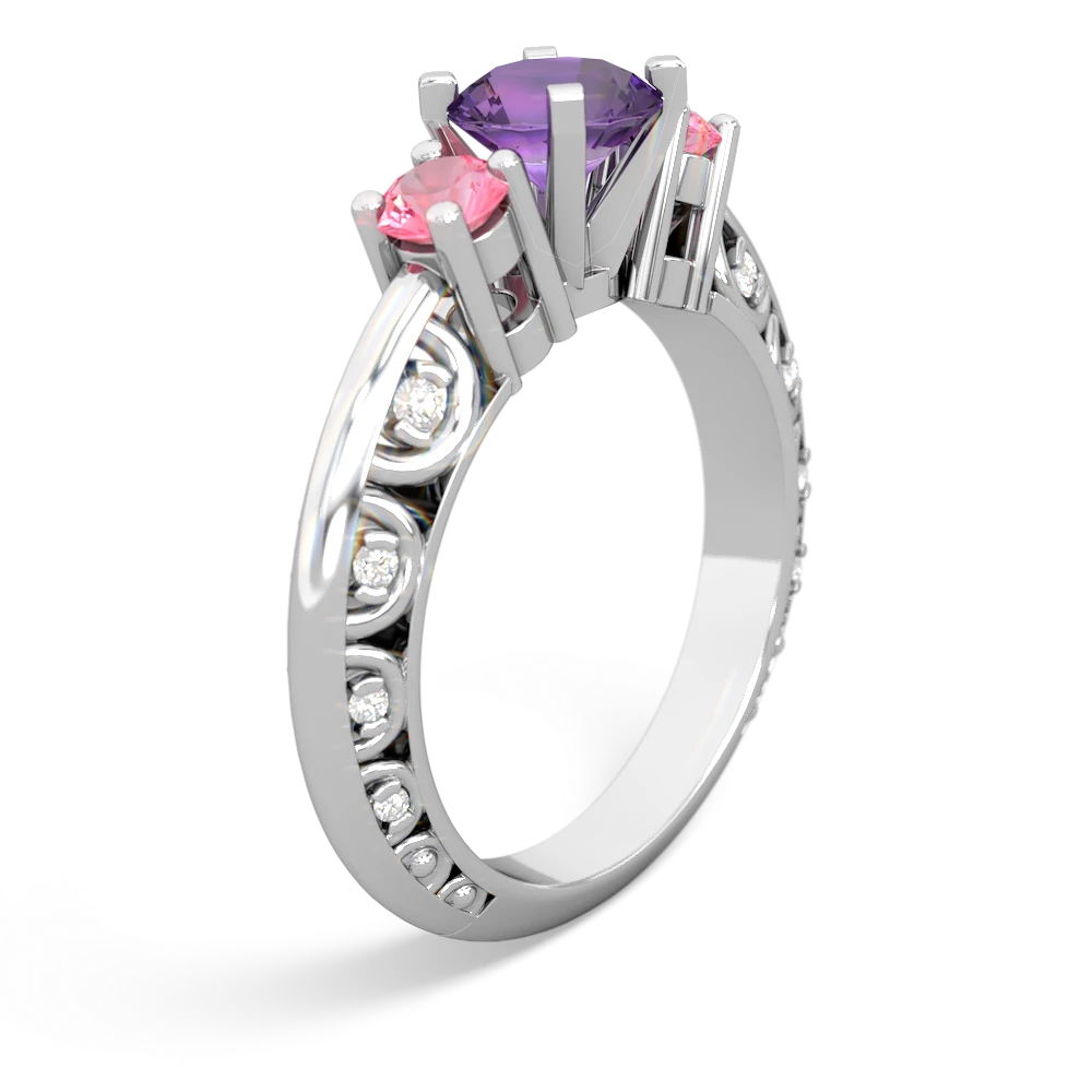 Amethyst Art Deco Eternal Embrace Engagement 14K White Gold ring C2003