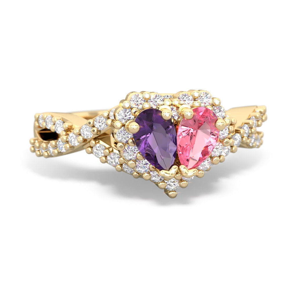 Amethyst Diamond Twist 'One Heart' 14K Yellow Gold ring R2640HRT