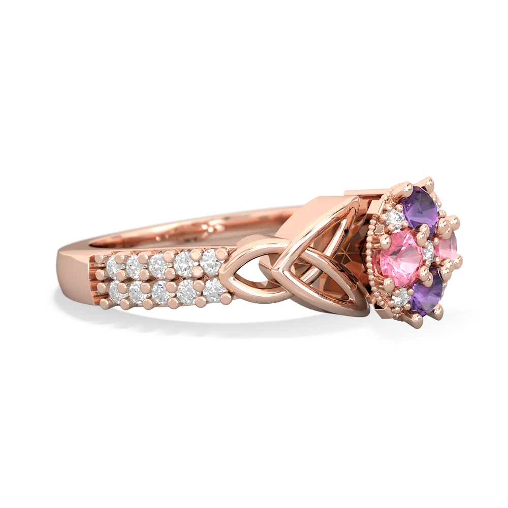 Amethyst Celtic Knot Cluster Engagement 14K Rose Gold ring R26443RD