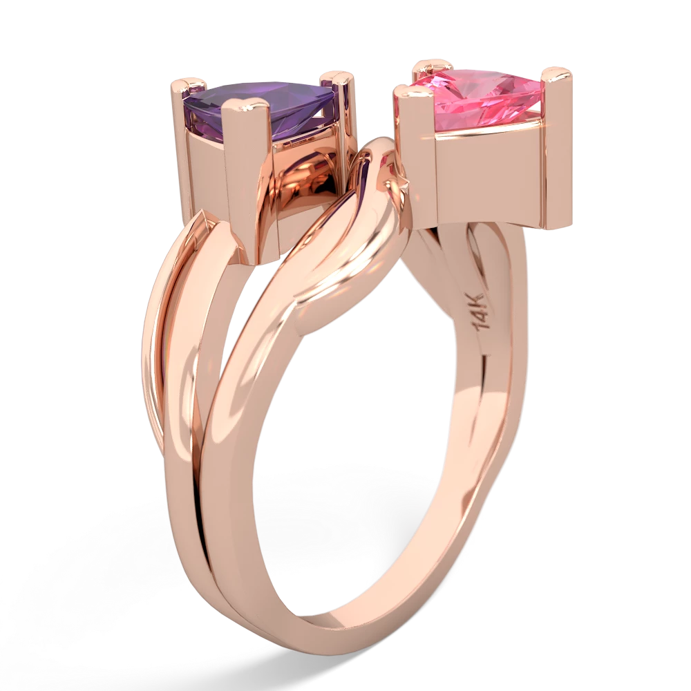 Amethyst Split Band Swirl 14K Rose Gold ring R2341