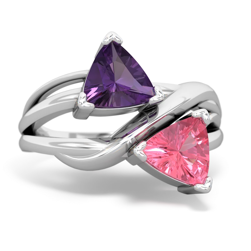 Amethyst Split Band Swirl 14K White Gold ring R2341