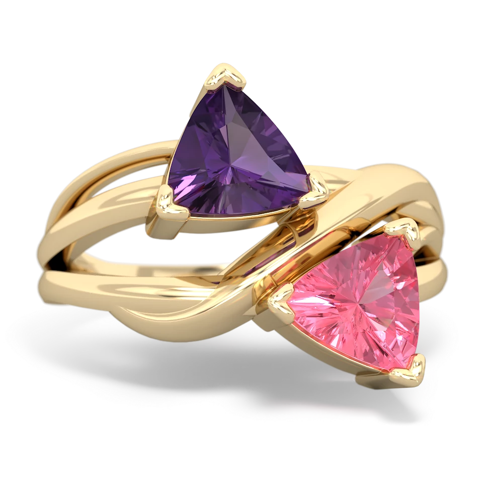 Amethyst Split Band Swirl 14K Yellow Gold ring R2341