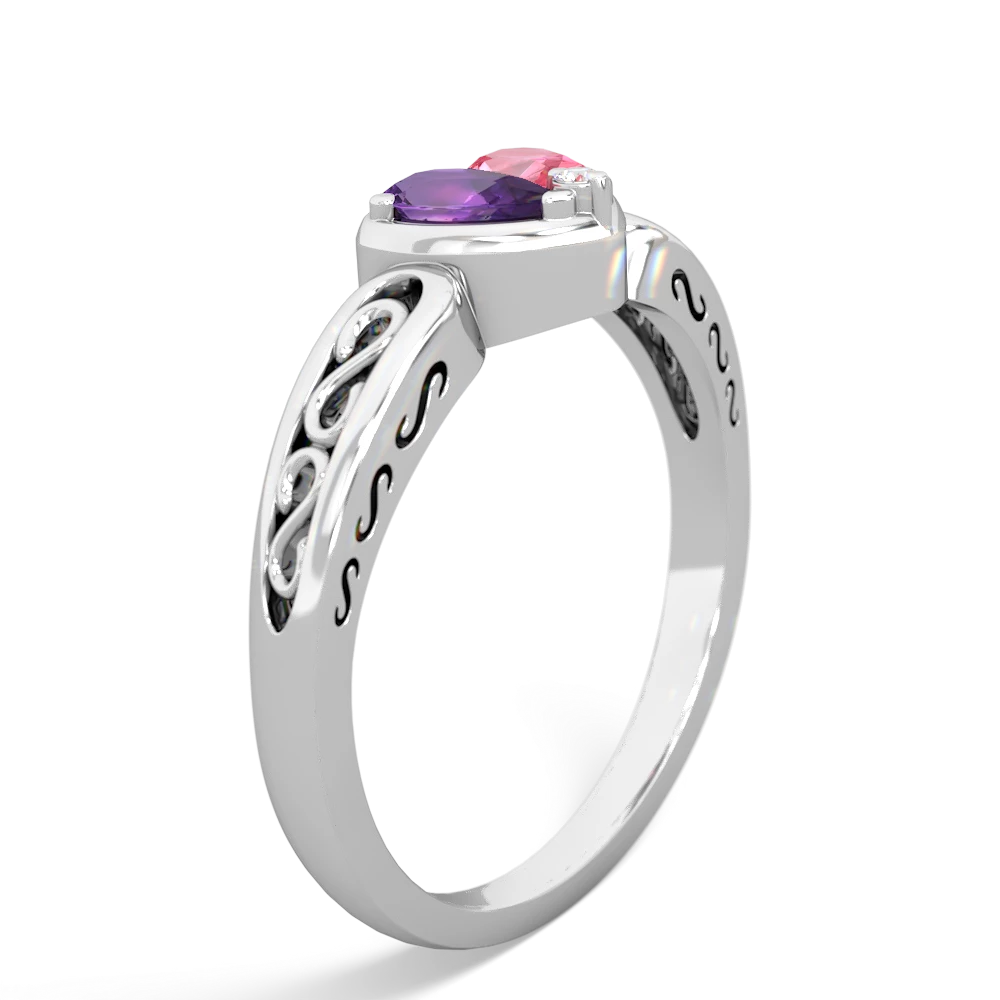 Amethyst Filligree 'One Heart' 14K White Gold ring R5070