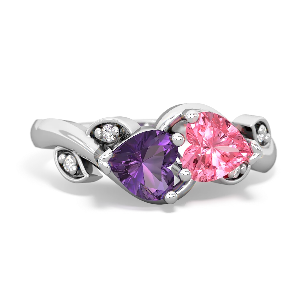 Amethyst Floral Elegance 14K White Gold ring R5790