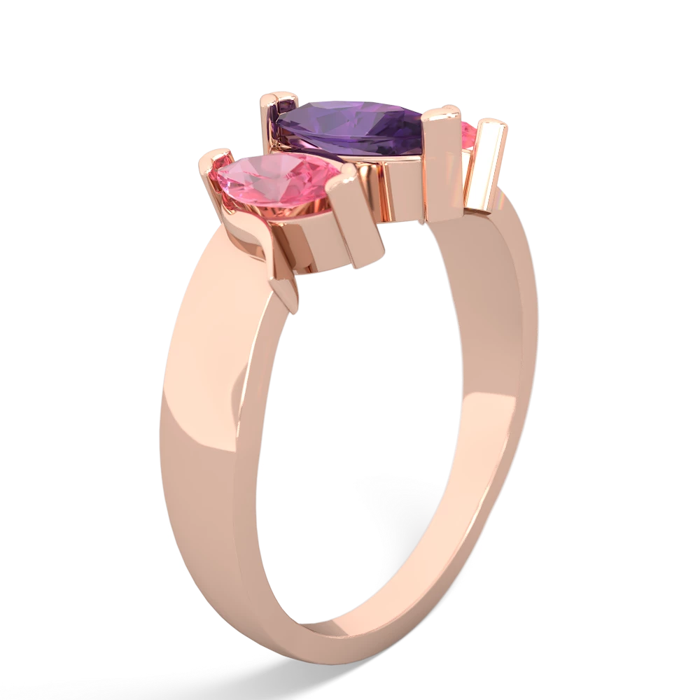 Amethyst Three Peeks 14K Rose Gold ring R2433