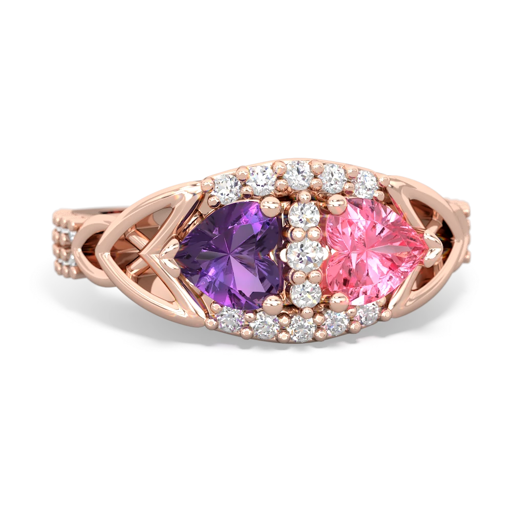 Amethyst Sparkling Celtic Knot 14K Rose Gold ring R2645