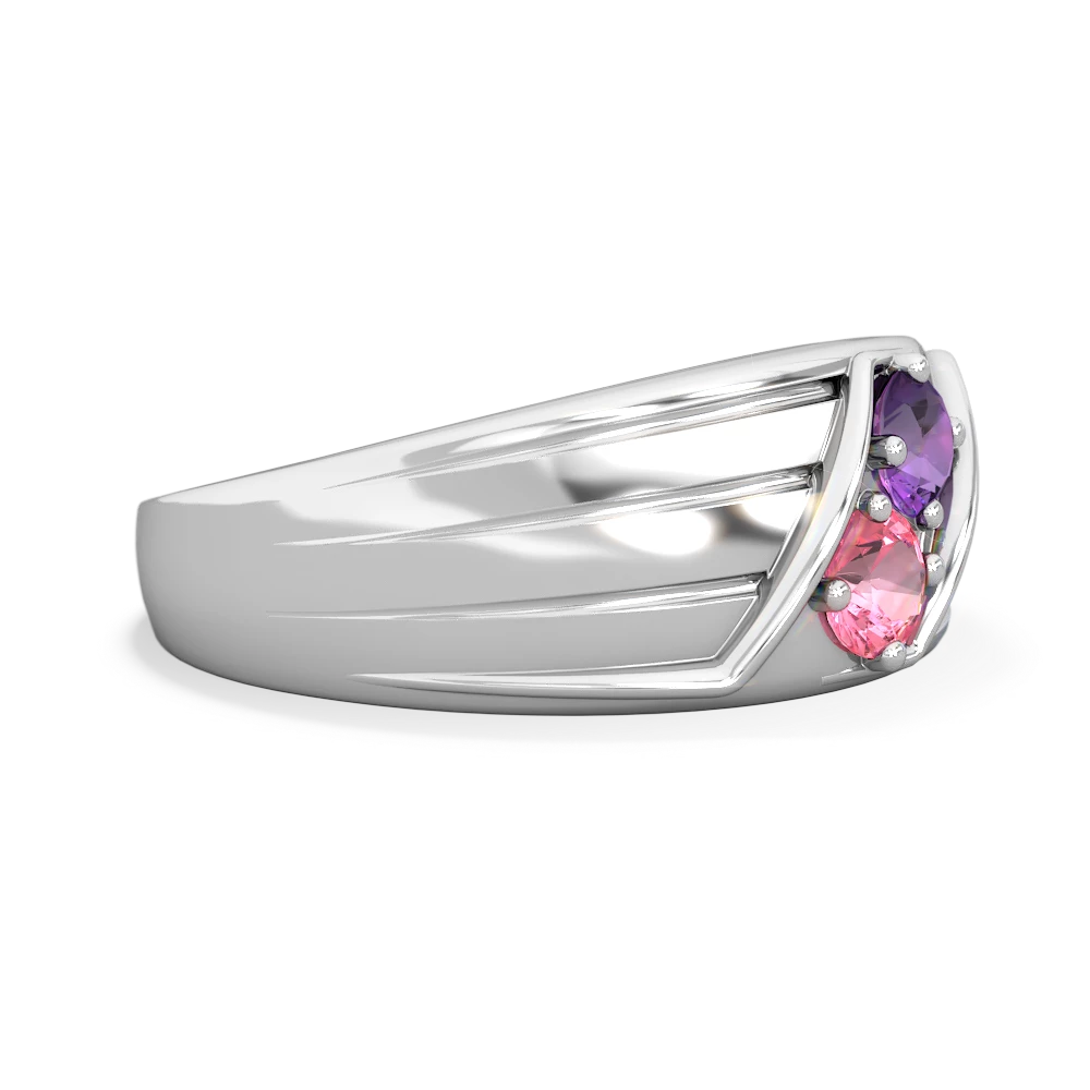 Amethyst Men's Streamline 14K White Gold ring R0460