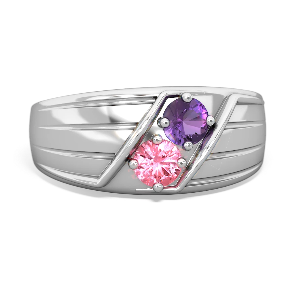 Amethyst Men's Streamline 14K White Gold ring R0460