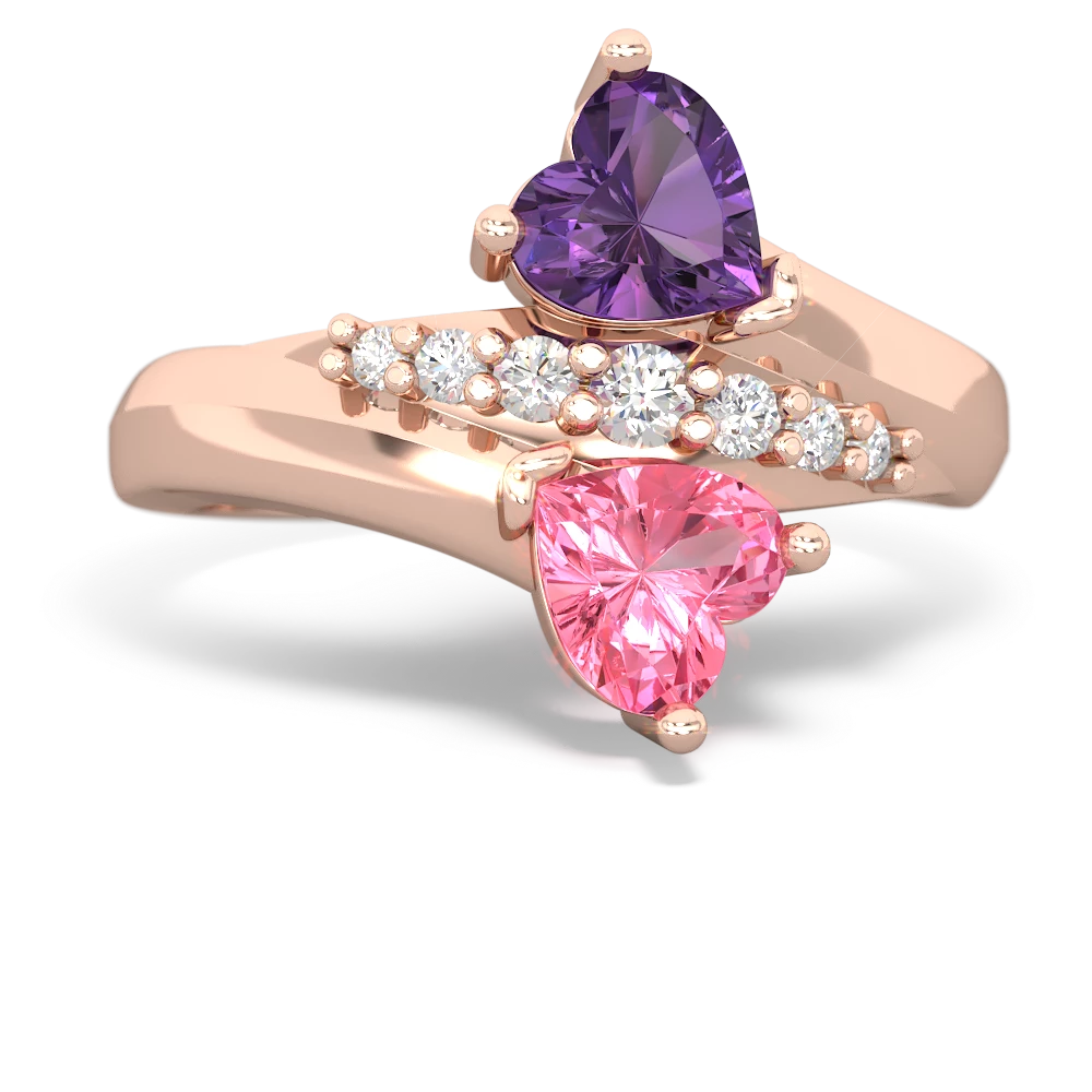 Amethyst Heart To Heart 14K Rose Gold ring R2064