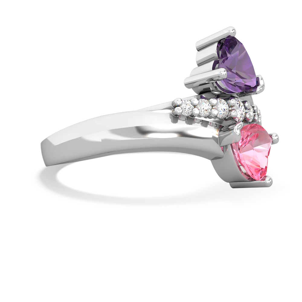 Amethyst Heart To Heart 14K White Gold ring R2064