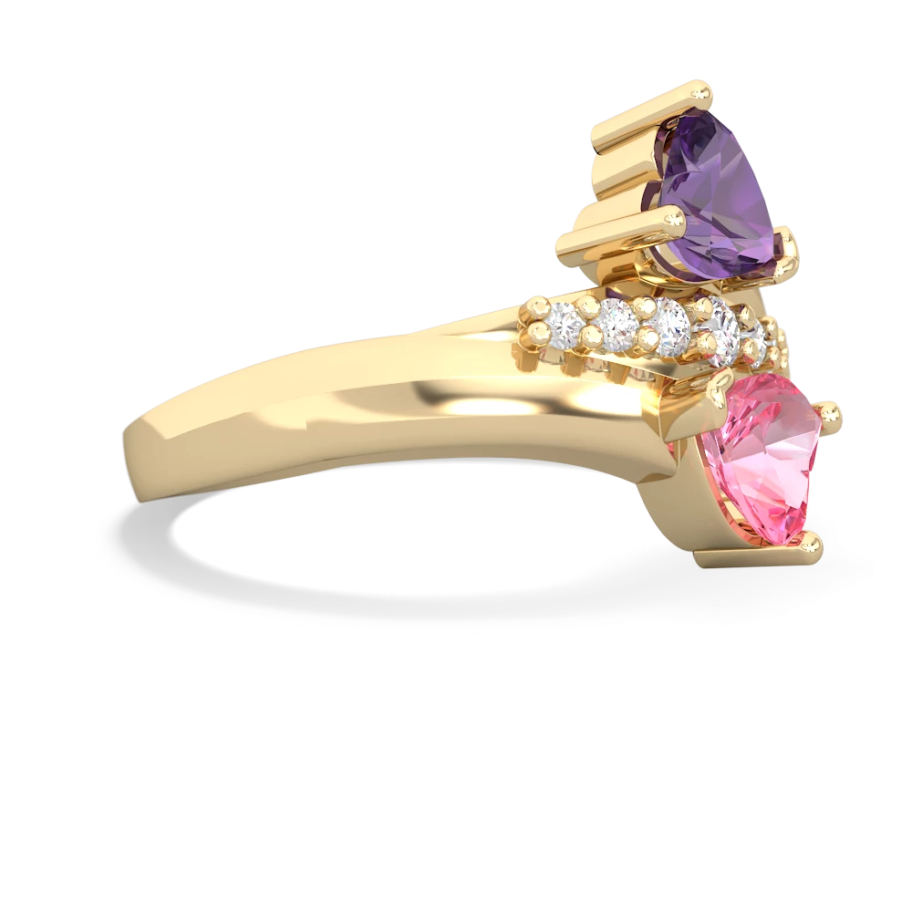 Amethyst Heart To Heart 14K Yellow Gold ring R2064