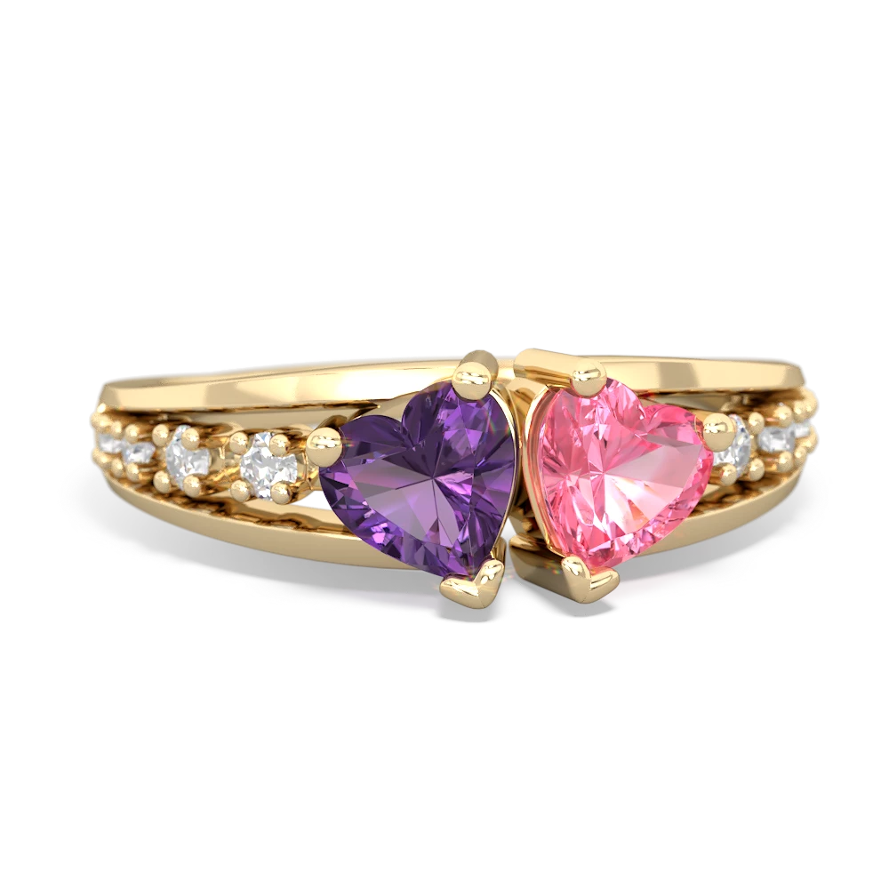 Amethyst Heart To Heart 14K Yellow Gold ring R3342