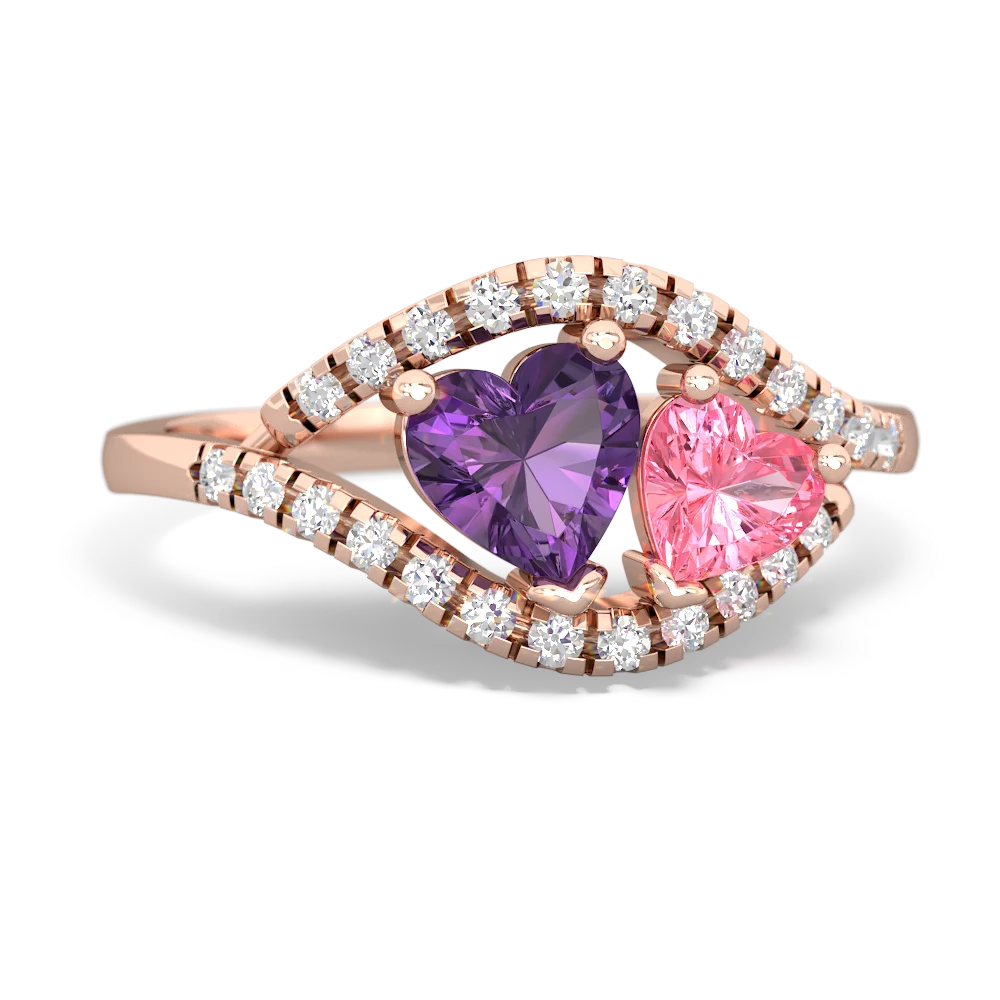 Amethyst Mother And Child 14K Rose Gold ring R3010