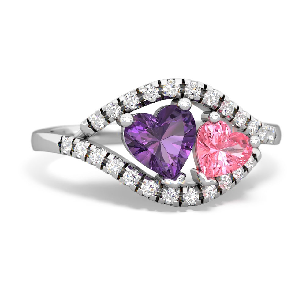 Amethyst Mother And Child 14K White Gold ring R3010