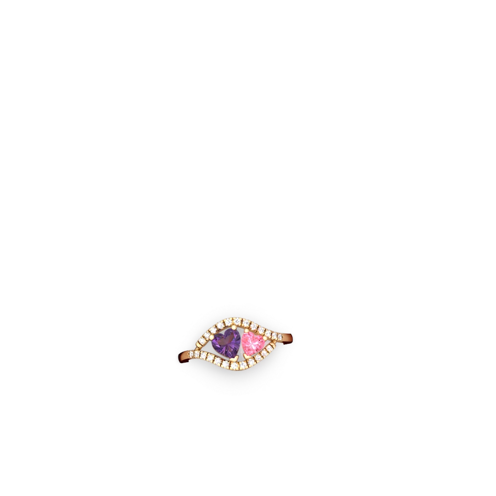 Amethyst Mother And Child 14K Yellow Gold ring R3010