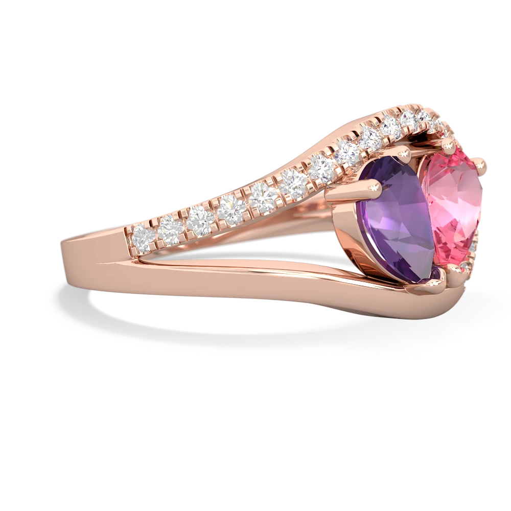 Amethyst Nestled Heart Keepsake 14K Rose Gold ring R5650