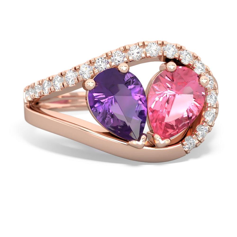 Amethyst Nestled Heart Keepsake 14K Rose Gold ring R5650