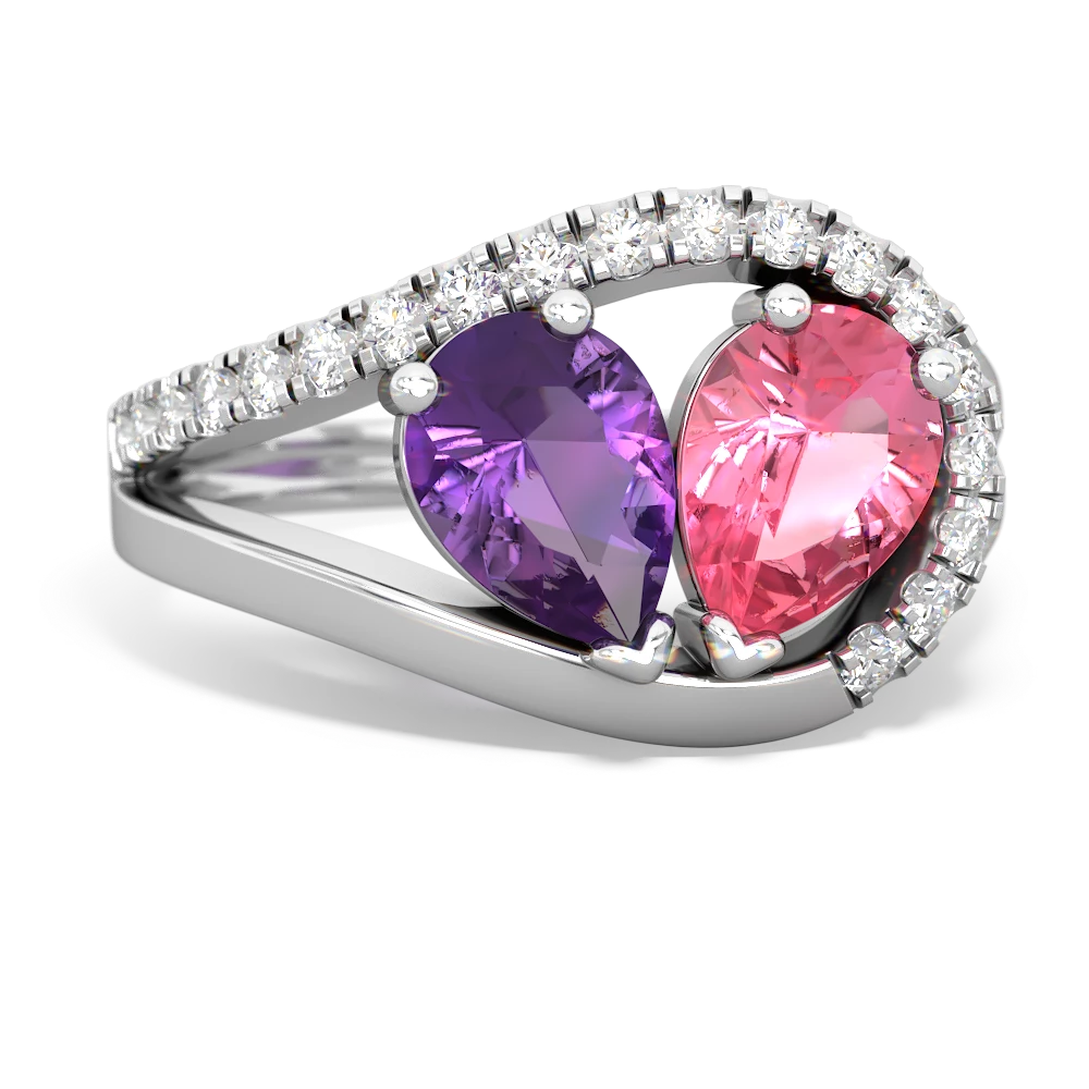 Amethyst Nestled Heart Keepsake 14K White Gold ring R5650