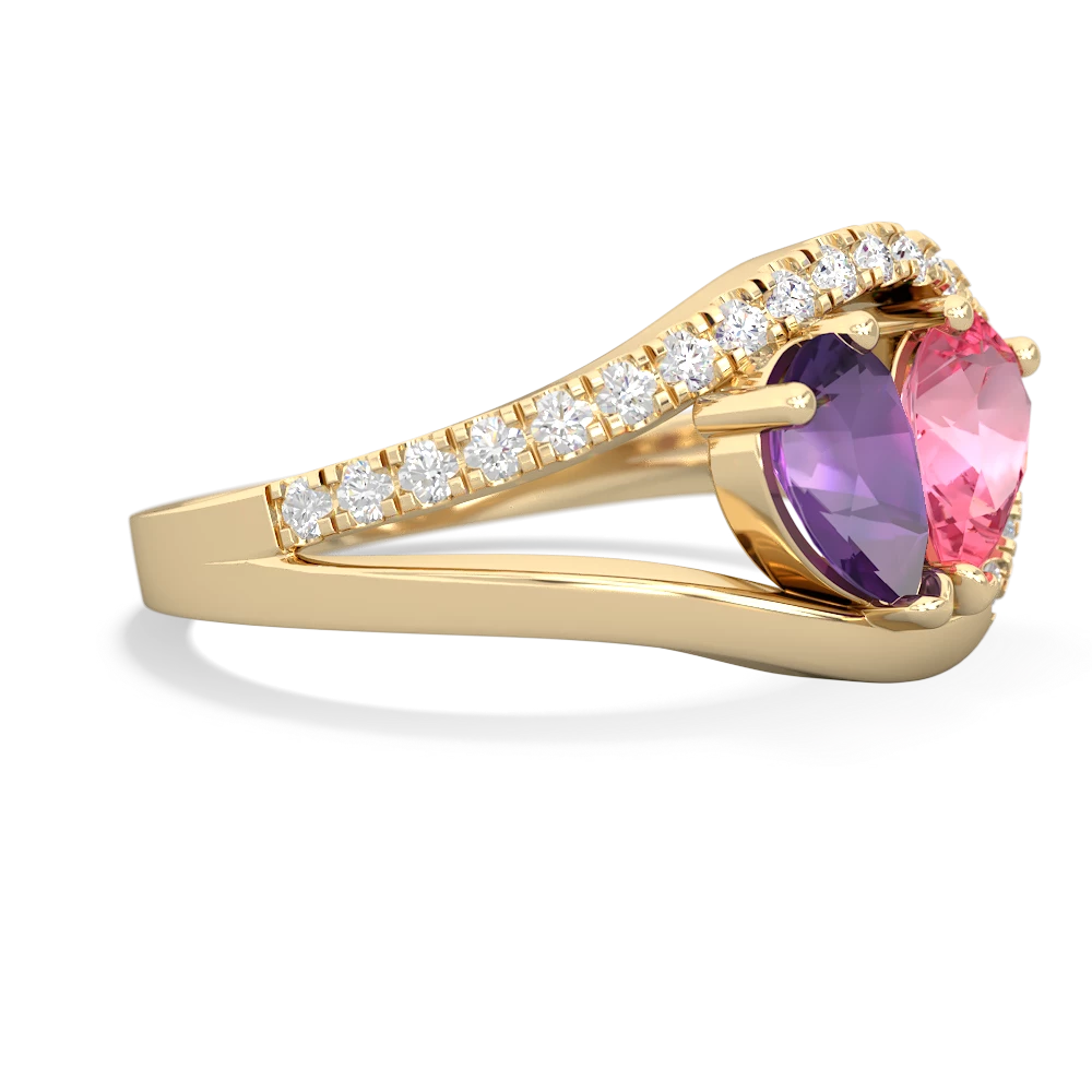 Amethyst Nestled Heart Keepsake 14K Yellow Gold ring R5650