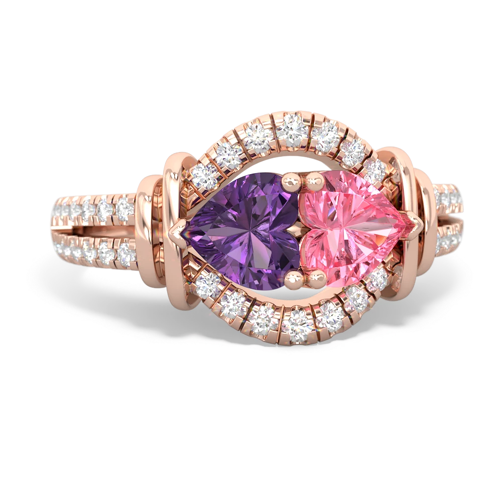 Amethyst Art-Deco Keepsake 14K Rose Gold ring R5630