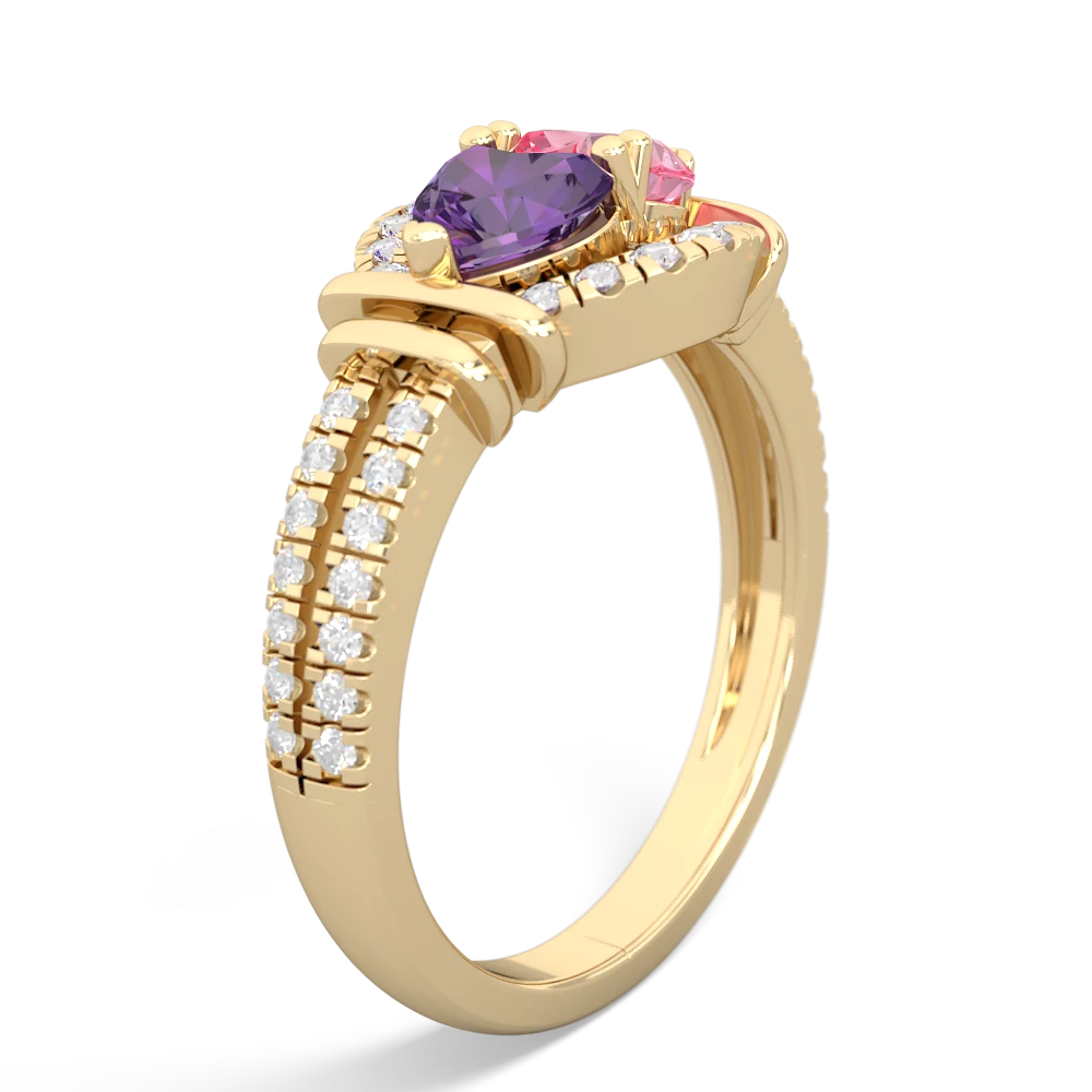 Amethyst Art-Deco Keepsake 14K Yellow Gold ring R5630