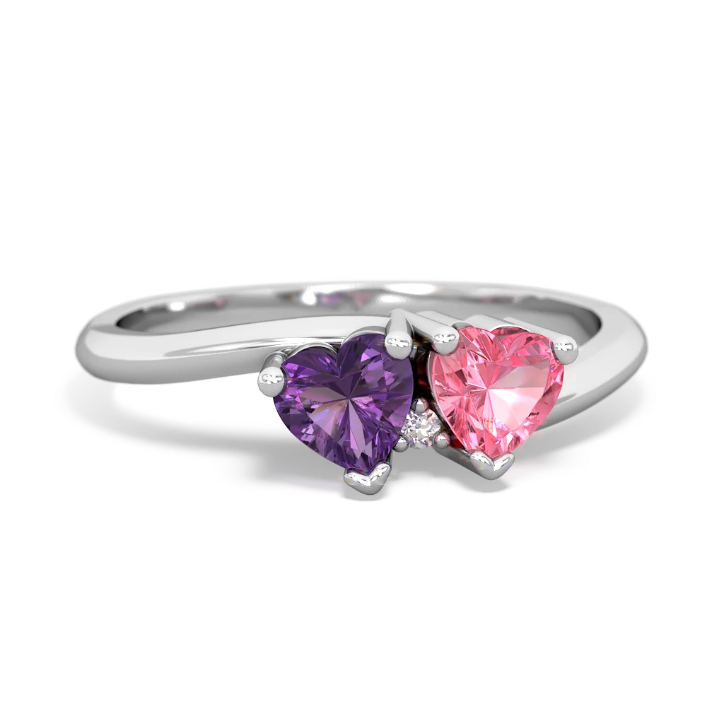 Amethyst Sweethearts 14K White Gold ring R5260