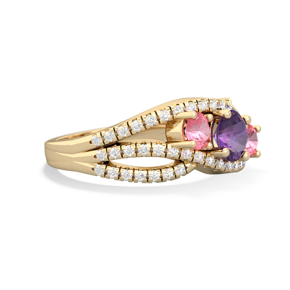 Amethyst Three Stone Aurora 14K Yellow Gold ring R3080