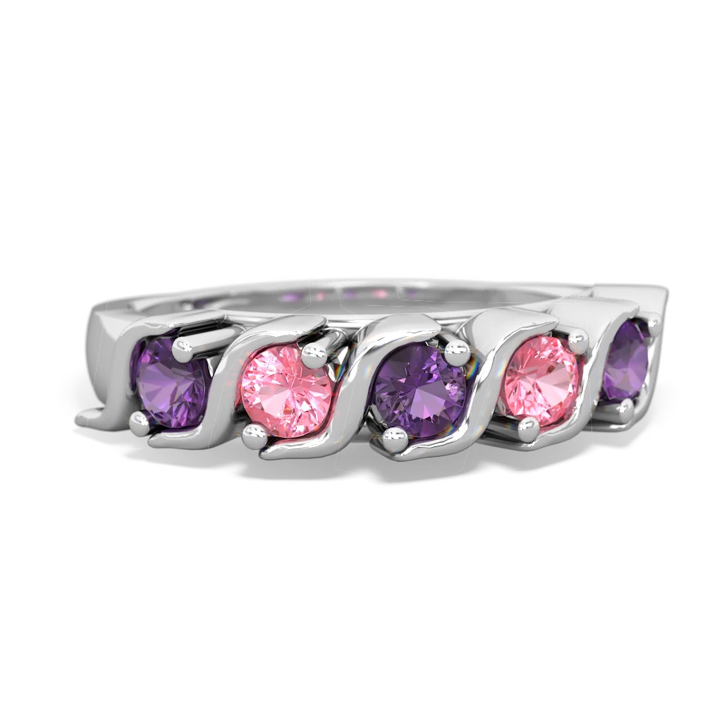 Amethyst Anniversary Band 14K White Gold ring R2089