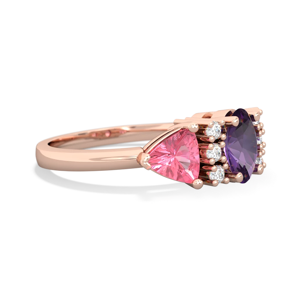 Amethyst Antique Style Three Stone 14K Rose Gold ring R2186