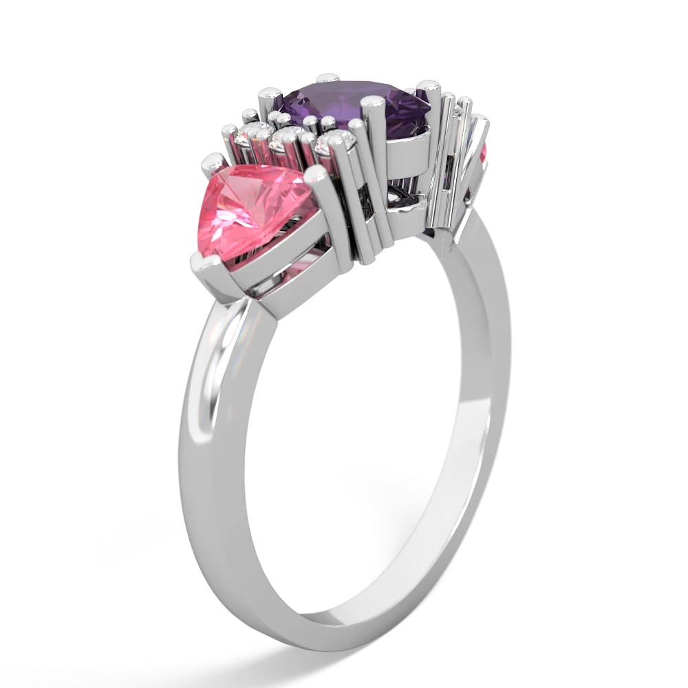 Amethyst Antique Style Three Stone 14K White Gold ring R2186