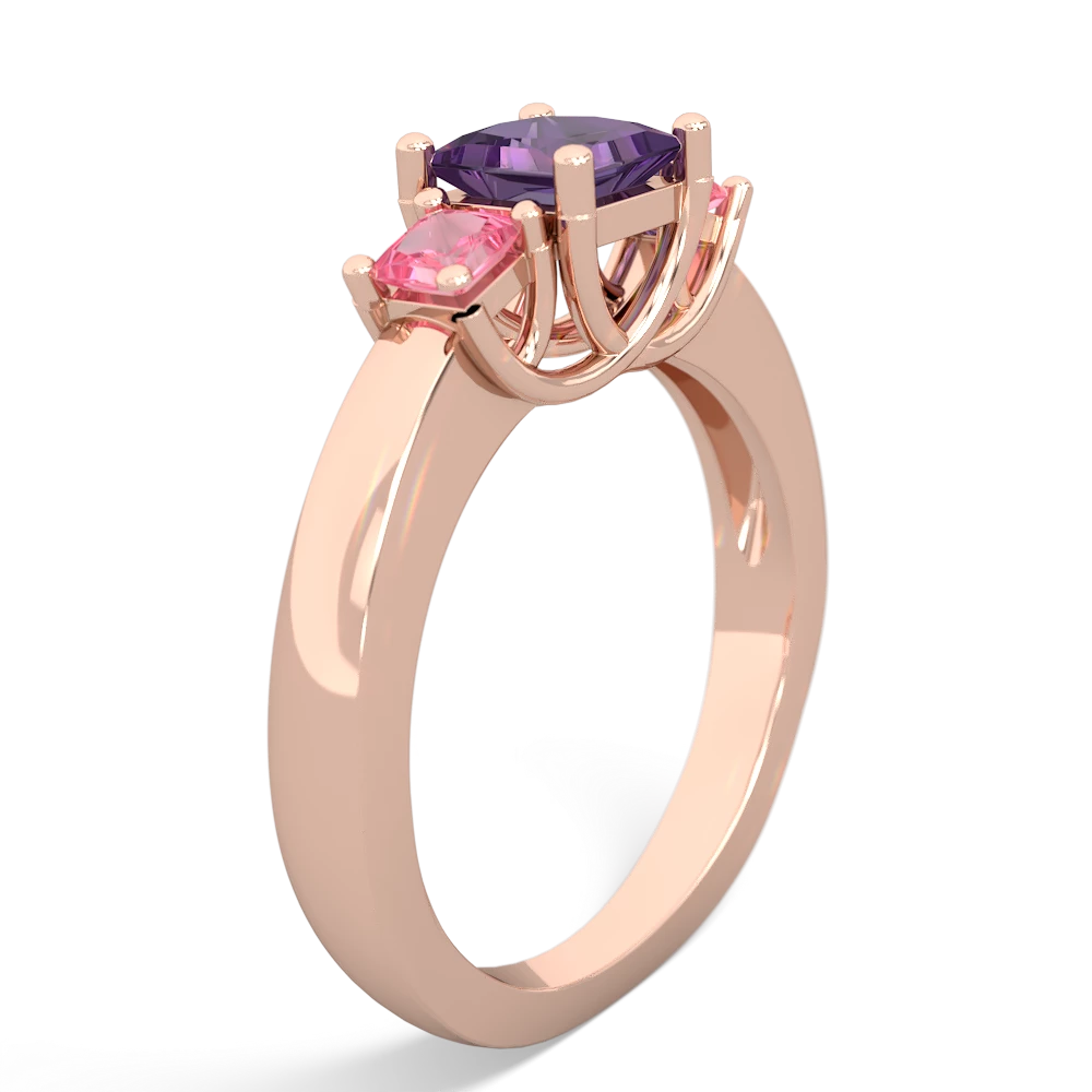 Amethyst Three Stone Trellis 14K Rose Gold ring R4015