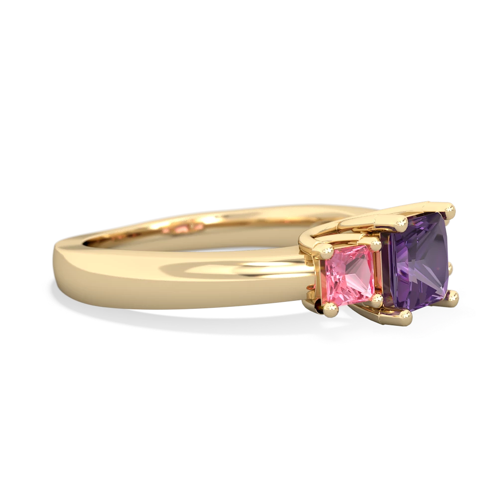 Amethyst Three Stone Trellis 14K Yellow Gold ring R4015