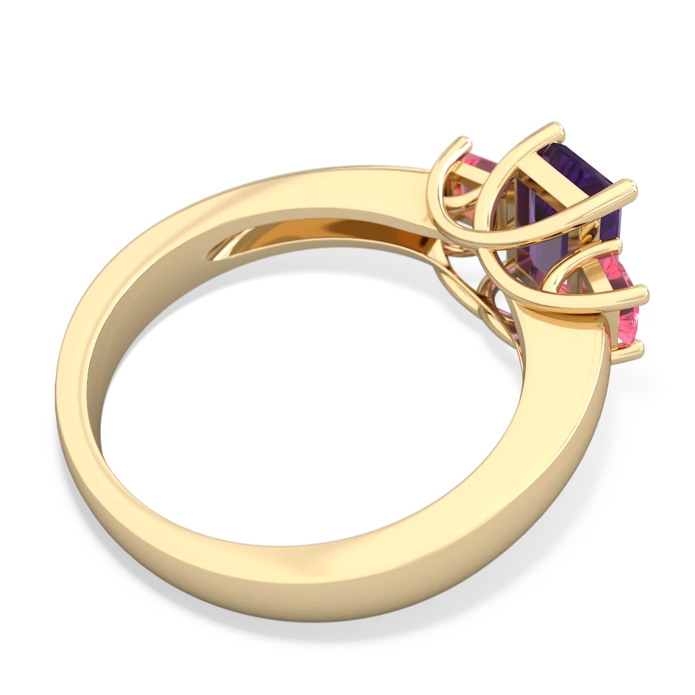 Amethyst Three Stone Emerald-Cut Trellis 14K Yellow Gold ring R4021