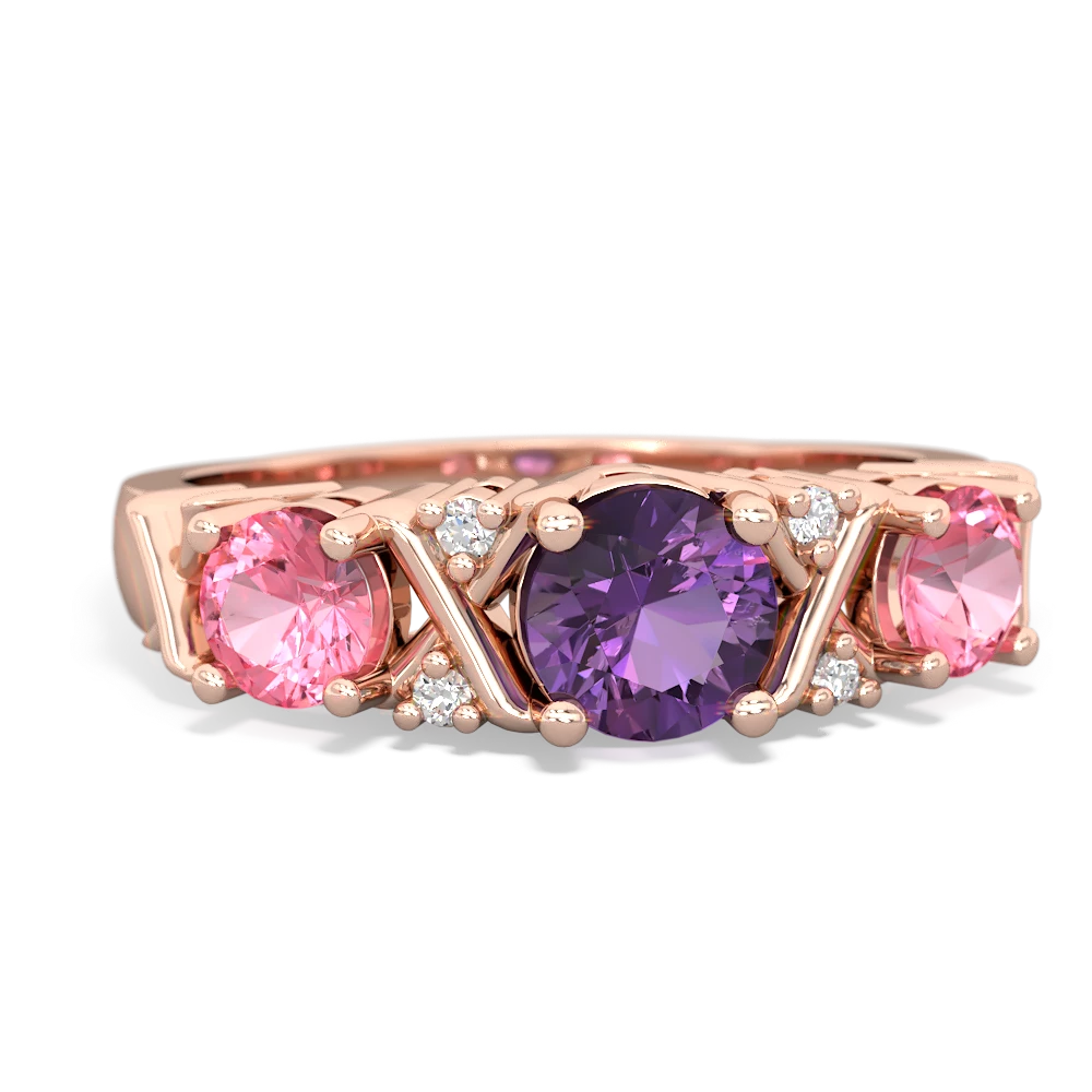 Amethyst Hugs And Kisses 14K Rose Gold ring R5016