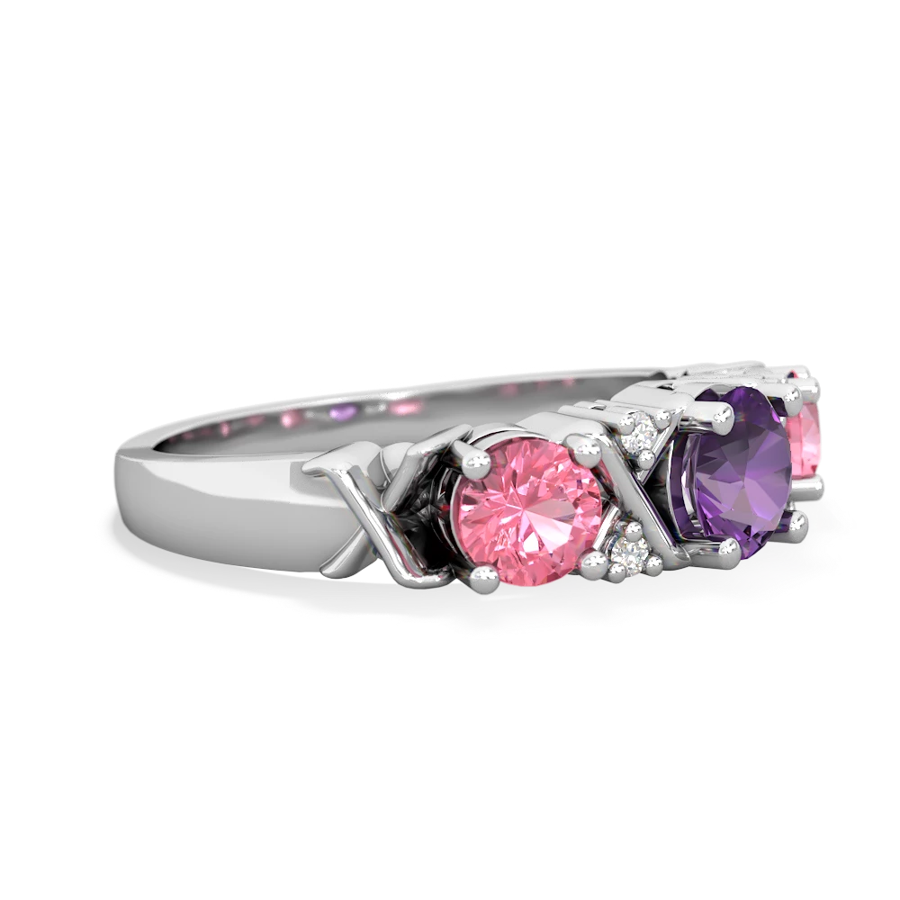 Amethyst Hugs And Kisses 14K White Gold ring R5016