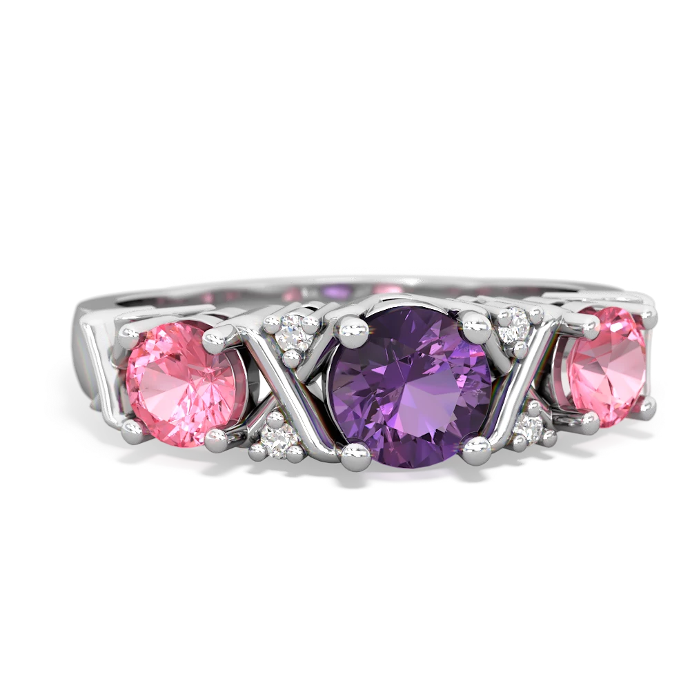 Amethyst Hugs And Kisses 14K White Gold ring R5016