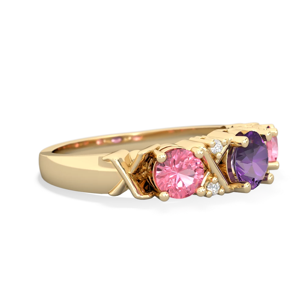 Amethyst Hugs And Kisses 14K Yellow Gold ring R5016