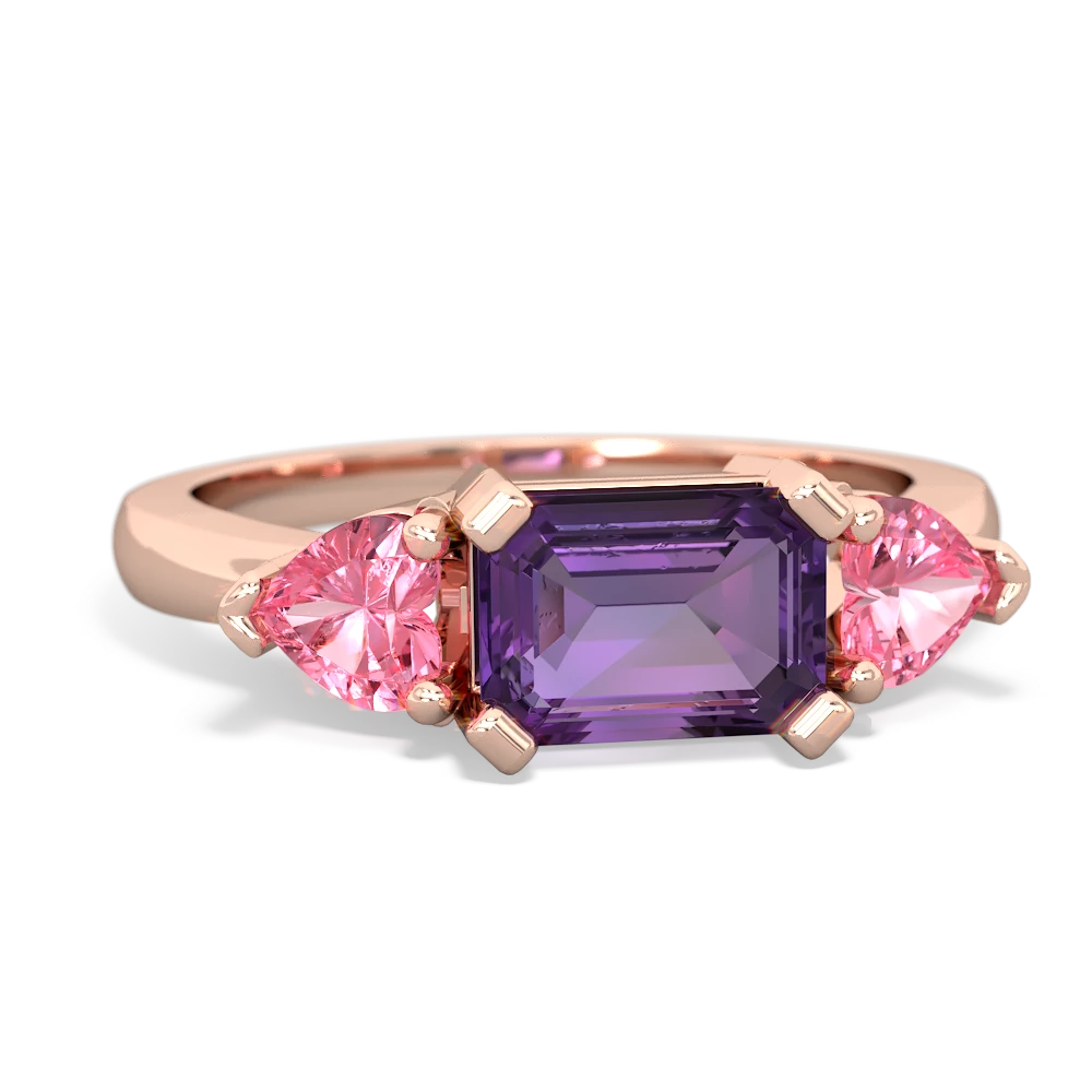 Amethyst Three Stone 14K Rose Gold ring R5235