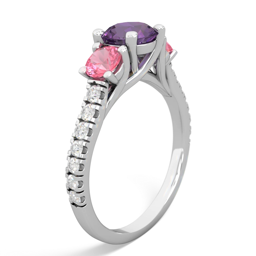 Amethyst Pave Trellis 14K White Gold ring R5500