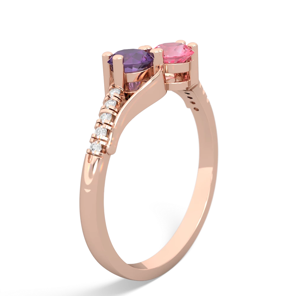 Amethyst Infinity Pave Two Stone 14K Rose Gold ring R5285