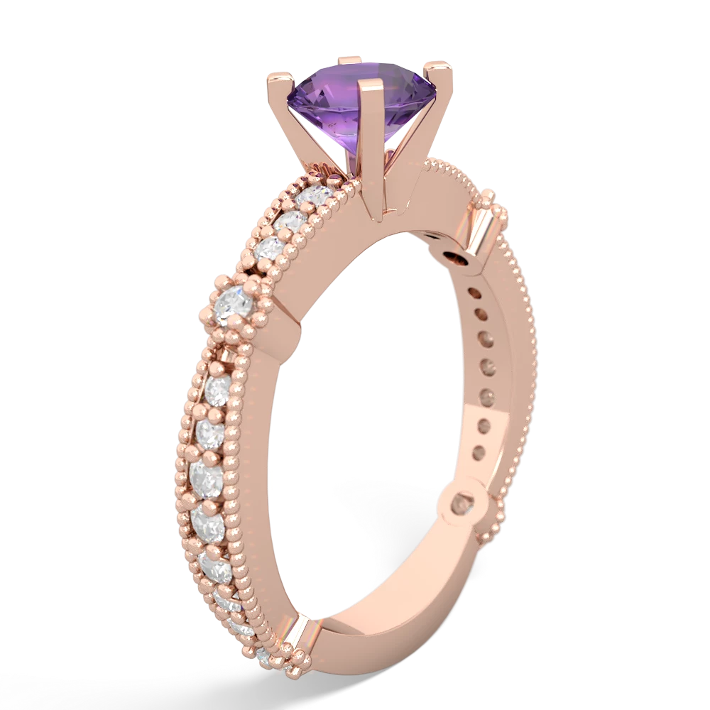 Amethyst Sparkling Tiara 6Mm Round 14K Rose Gold ring R26296RD